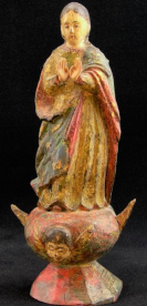 Wooden scultpure with the Moon under Mary's feet, Spanish early 15th C (auction)